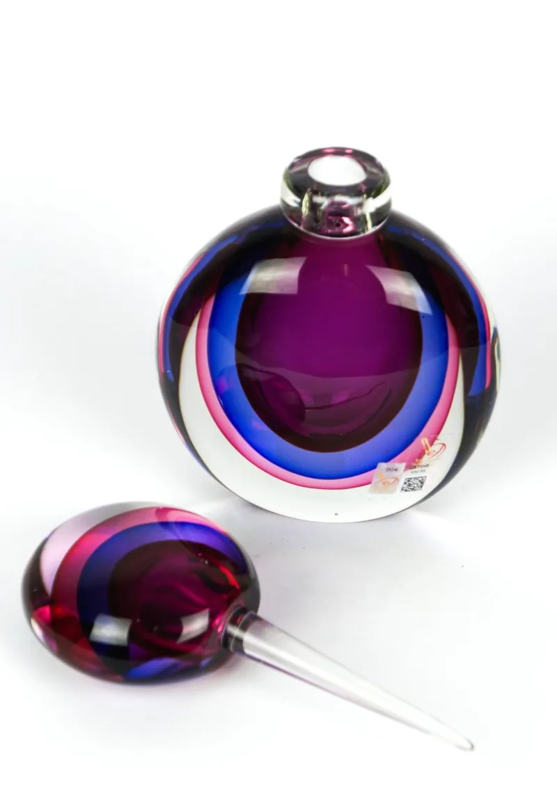 Pamono Ruby, Purple & Blue Sommerso Murano Blown Glass Bottle by Michele Onesto for Made Murano Glass, 2019> Tabletop