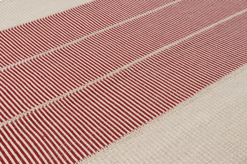Outlet Pamono Rug & Kilims Kilim with Textural Cream, Red, and Beige Stripes