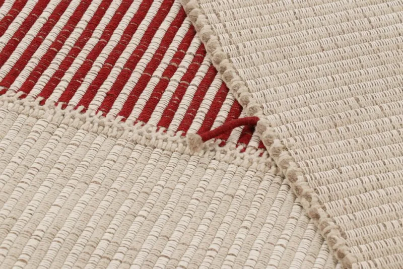 Outlet Pamono Rug & Kilims Kilim with Textural Cream, Red, and Beige Stripes