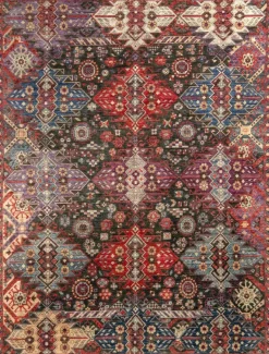 Sale Pamono Rug & Kilims Modern Rug in an All Over Red, Blue, Black Geometric Pattern
