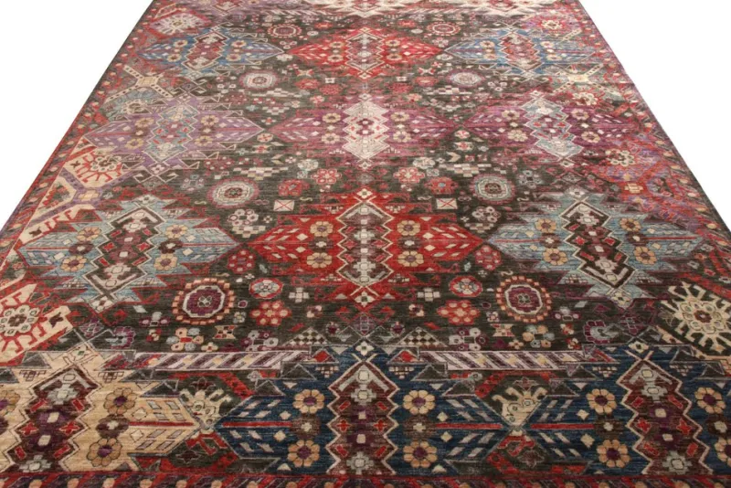 Sale Pamono Rug & Kilims Modern Rug in an All Over Red, Blue, Black Geometric Pattern