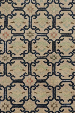 Pamono Rug in Beige with Blue Geometric Patterns from R&K Principal Jahanshah Nazmiyal><noscript><img width=