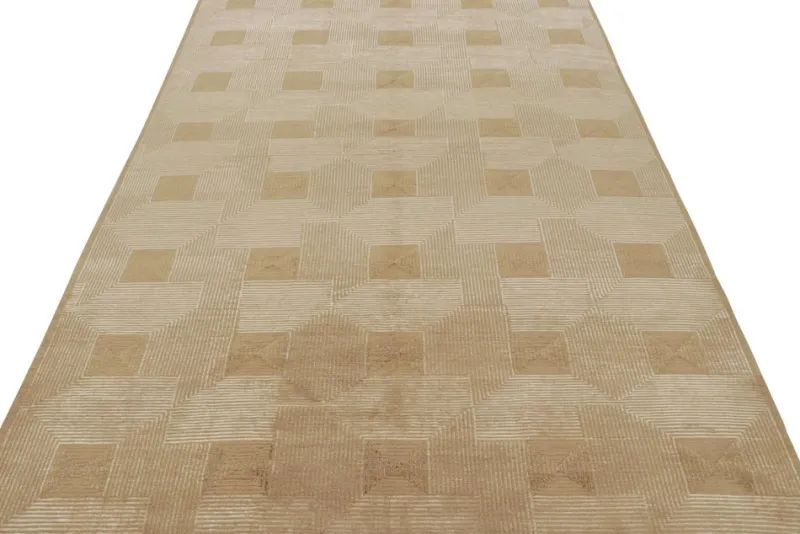 Pamono Rug in Beige-Brown Geometric Patterns from R&K Principal Jahanshah Nazmiyal> Carpets & Textiles|Carpets & Textiles
