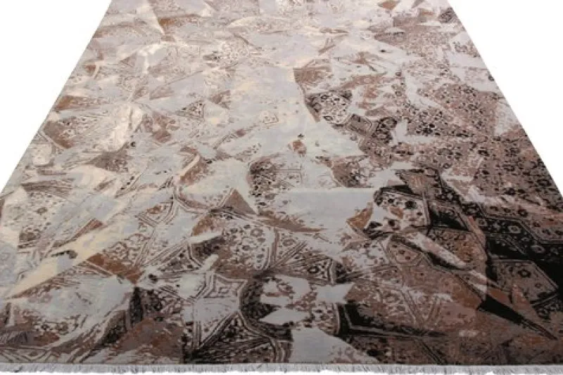 Pamono Rug in Blue and Beige-Brown Abstract Pattern from R&K Principal Jahanshah Nazmiyal> Carpets & Textiles|Carpets & Textiles