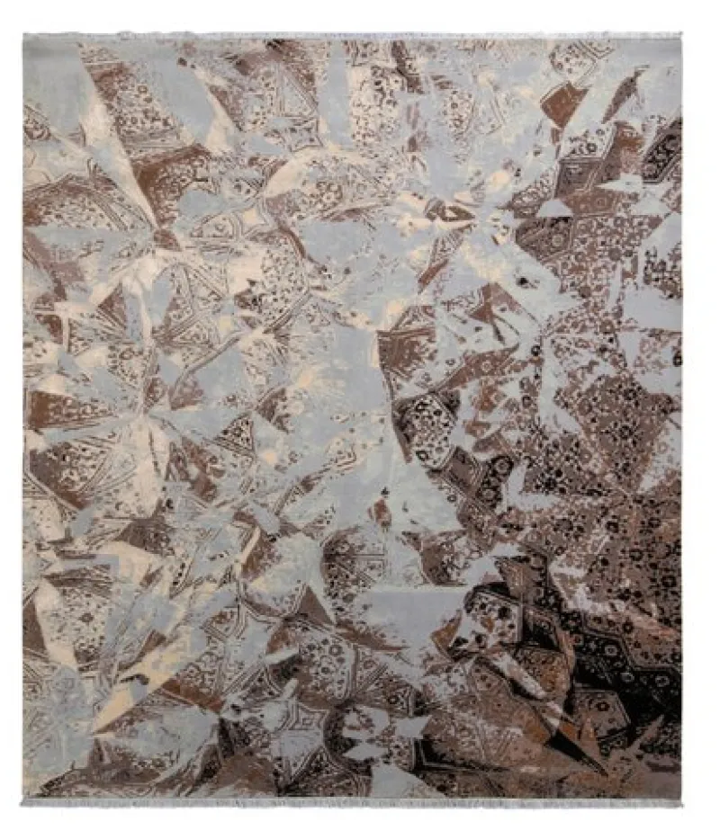 Pamono Rug in Blue and Beige-Brown Abstract Pattern from R&K Principal Jahanshah Nazmiyal> Carpets & Textiles|Carpets & Textiles