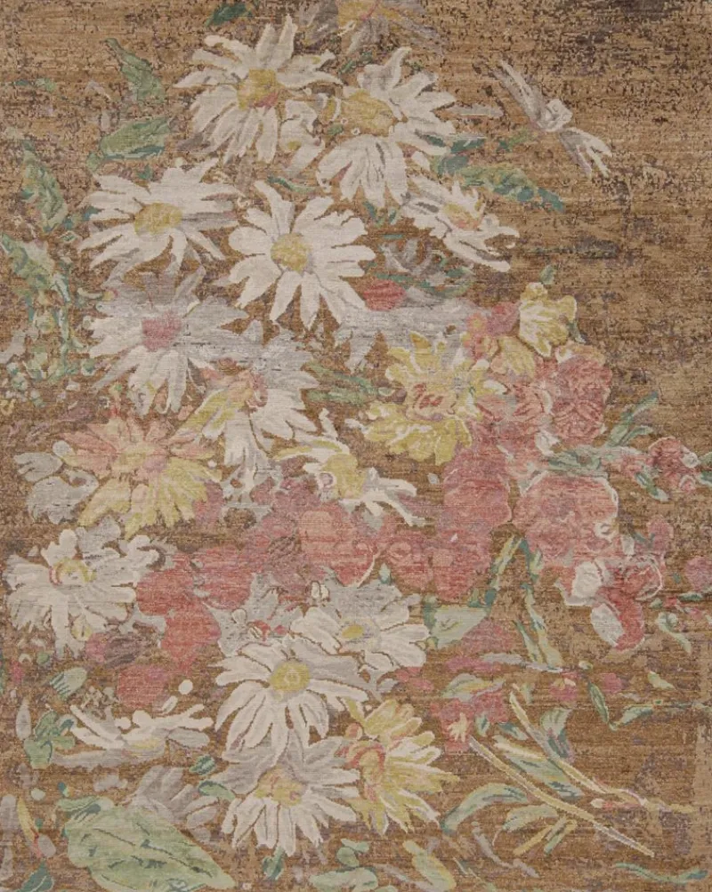 Pamono Rug in Brown with Floral Patterns from R&K Principal Jahanshah Nazmiyal> Carpets & Textiles|Carpets & Textiles