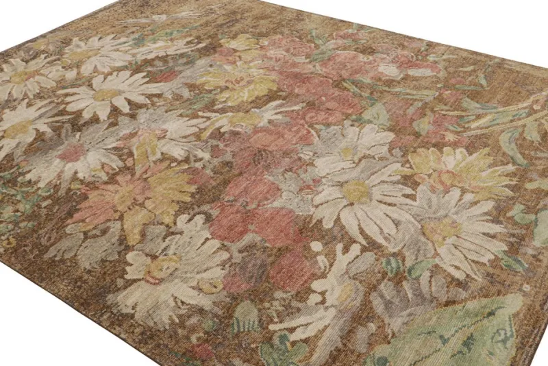Pamono Rug in Brown with Floral Patterns from R&K Principal Jahanshah Nazmiyal> Carpets & Textiles|Carpets & Textiles