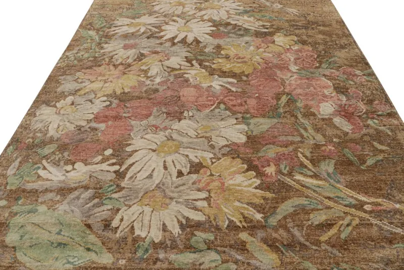 Pamono Rug in Brown with Floral Patterns from R&K Principal Jahanshah Nazmiyal> Carpets & Textiles|Carpets & Textiles