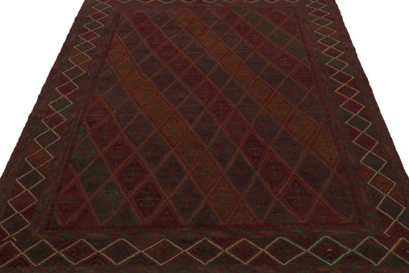Pamono Rug in Burgundy with Geometric Patterns from R&K Principal Jahanshah Nazmiyal> Carpets & Textiles|Carpets & Textiles
