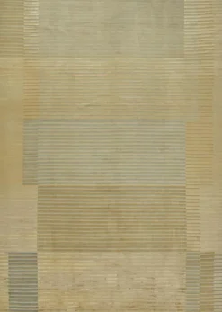 Pamono Rug in Gold and Blue Geometric Patterns from R&K Principal Jahanshah Nazmiyal> Carpets & Textiles|Carpets & Textiles