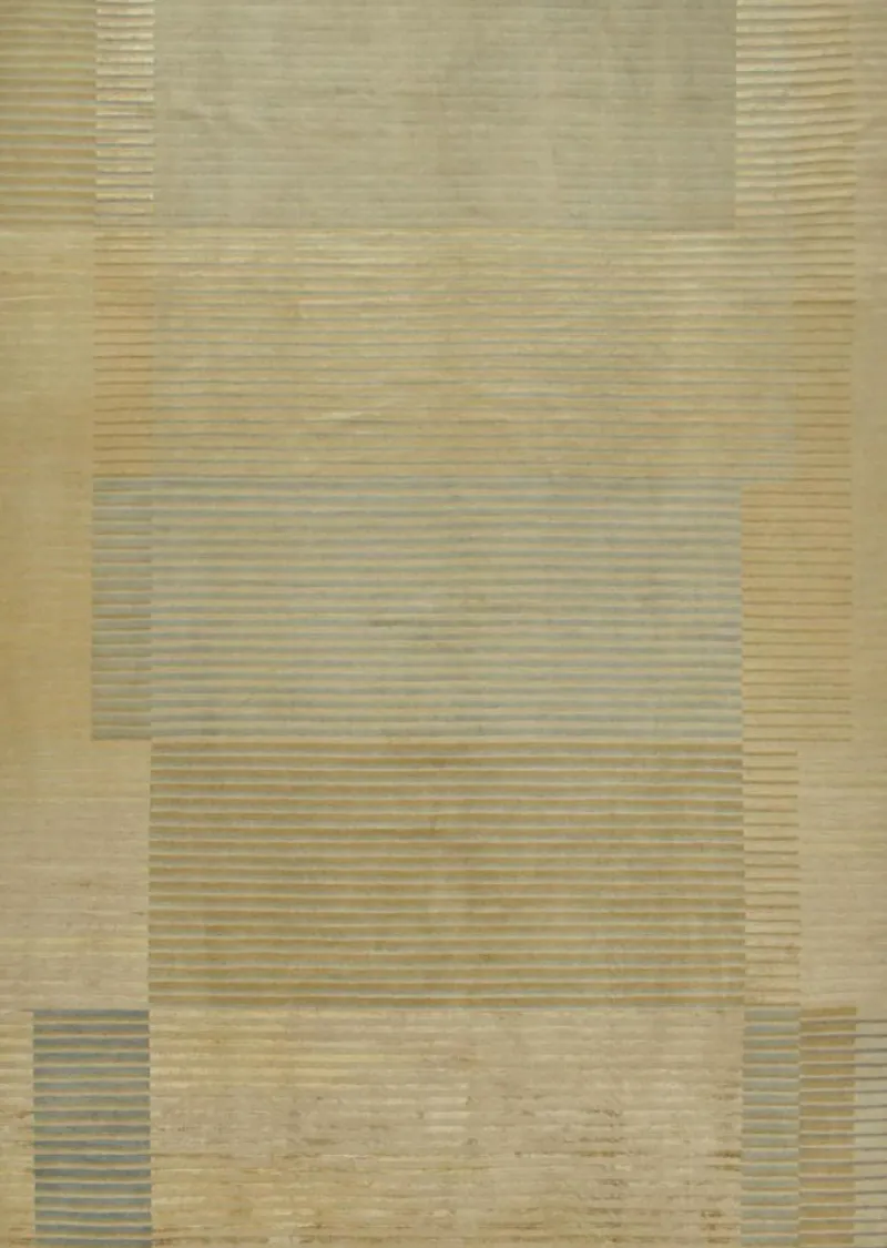 Pamono Rug in Gold and Blue Geometric Patterns from R&K Principal Jahanshah Nazmiyal> Carpets & Textiles|Carpets & Textiles