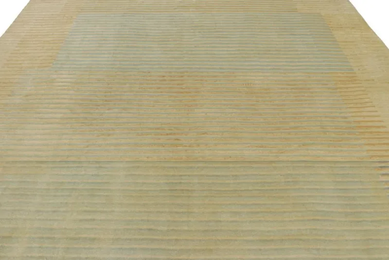 Pamono Rug in Gold and Blue Geometric Patterns from R&K Principal Jahanshah Nazmiyal> Carpets & Textiles|Carpets & Textiles