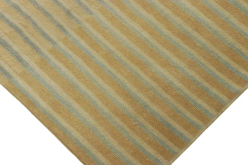Pamono Rug in Gold and Blue Geometric Patterns from R&K Principal Jahanshah Nazmiyal> Carpets & Textiles|Carpets & Textiles