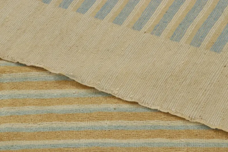 Pamono Rug in Gold and Blue Geometric Patterns from R&K Principal Jahanshah Nazmiyal> Carpets & Textiles|Carpets & Textiles