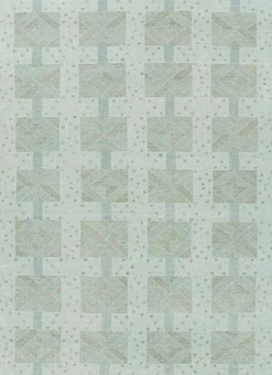 Hot Pamono Rug in Green and Blue with Geometric Patterns from R&K Principal Jahanshah Nazmiyal