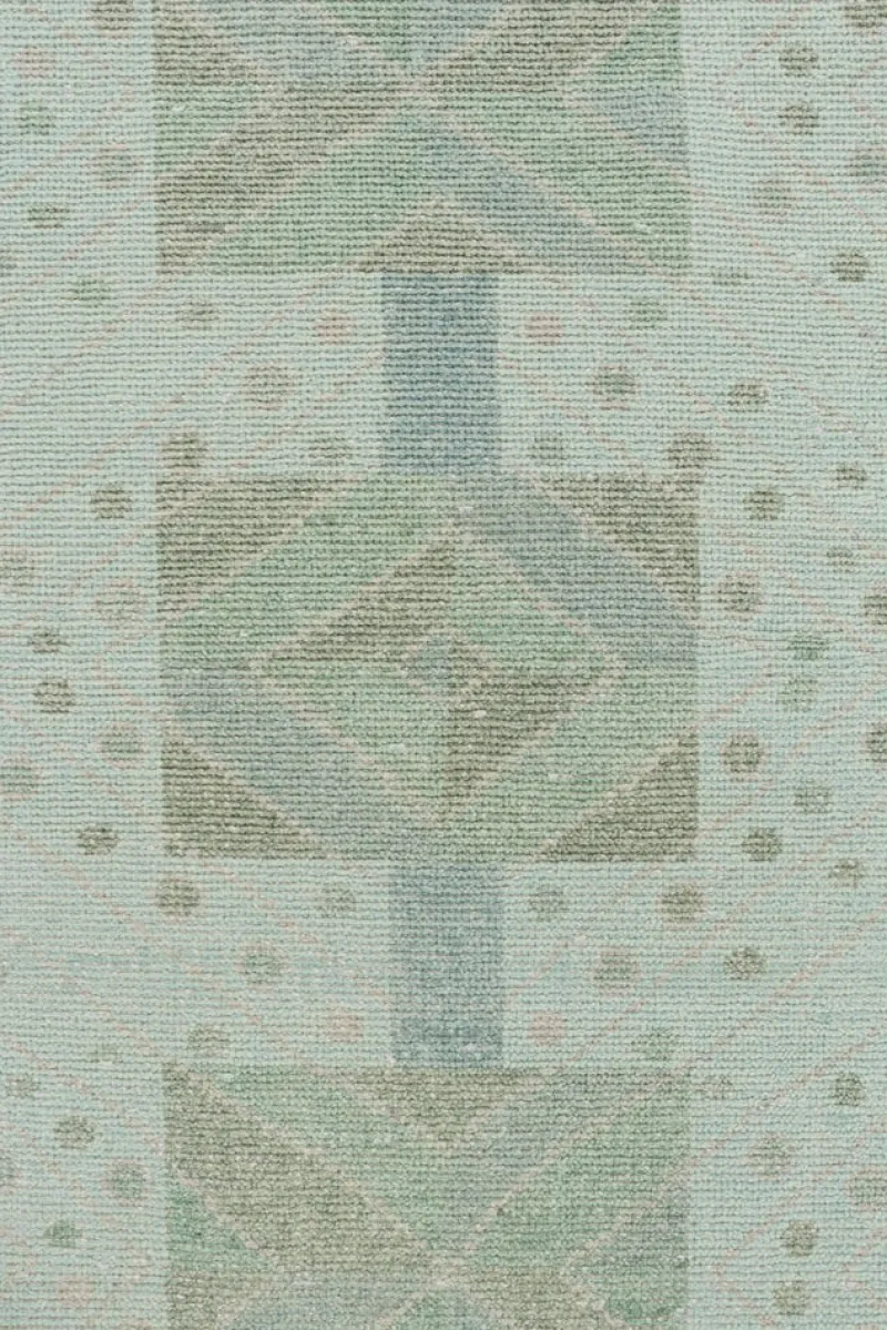 Hot Pamono Rug in Green and Blue with Geometric Patterns from R&K Principal Jahanshah Nazmiyal