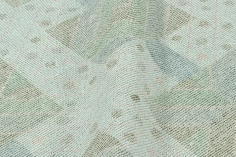 Hot Pamono Rug in Green and Blue with Geometric Patterns from R&K Principal Jahanshah Nazmiyal