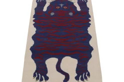 Pamono Rug with Blue and Red Pictorial from R&K Principal Jahanshah Nazmiyal