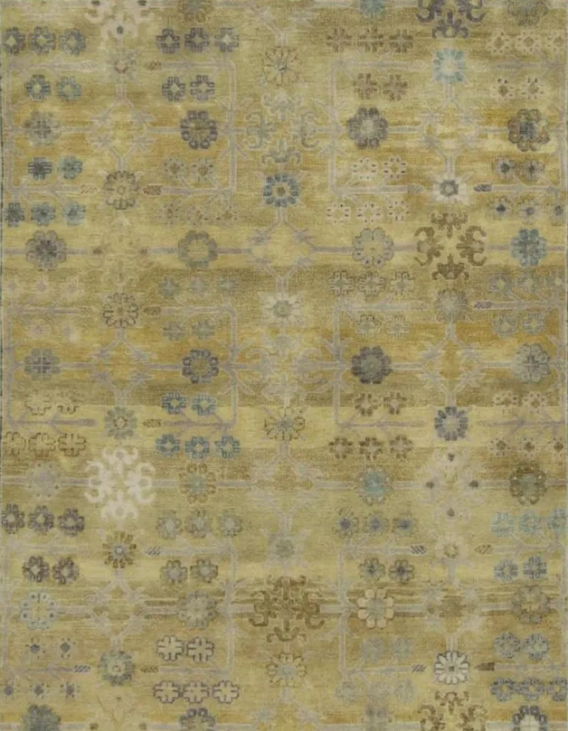 Outlet Pamono Rug with Ice Blue Floral Patterns from R&K Principal Jahanshah Nazmiyal