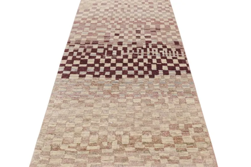 Pamono Rug with Pink and Cream Geometric Patterns from R&K Principal Jahanshah Nazmiyal> Carpets & Textiles|Carpets & Textiles