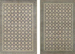 Pamono Rugs in Beige with Blue Geometric Patterns from R&K Principal Jahanshah Nazmiyal> Carpets & Textiles|Carpets & Textiles