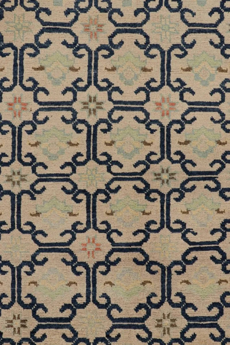 Pamono Rugs in Beige with Blue Geometric Patterns from R&K Principal Jahanshah Nazmiyal> Carpets & Textiles|Carpets & Textiles