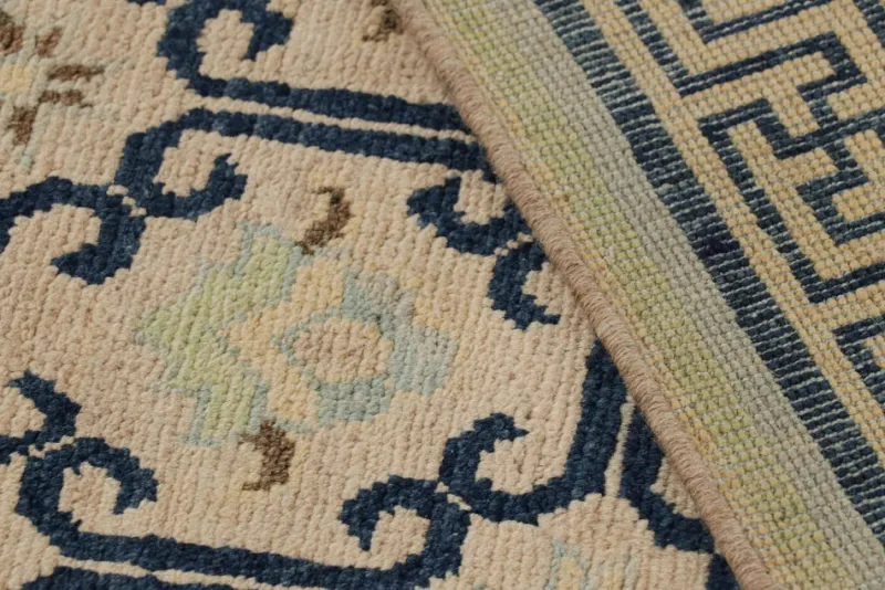 Pamono Rugs in Beige with Blue Geometric Patterns from R&K Principal Jahanshah Nazmiyal> Carpets & Textiles|Carpets & Textiles
