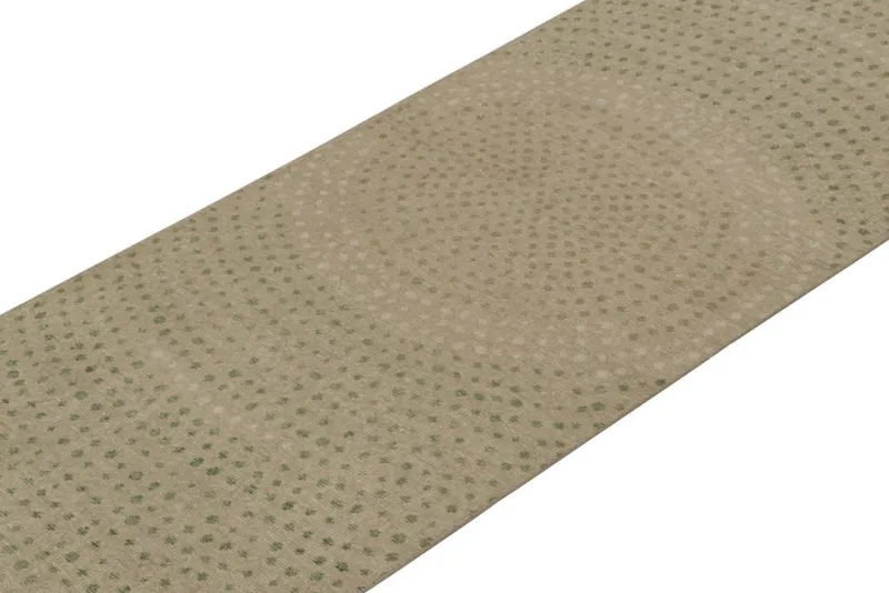 Online Pamono Runner in Beige with Green Dot Pattern from R&K Principal Jahanshah Nazmiyal
