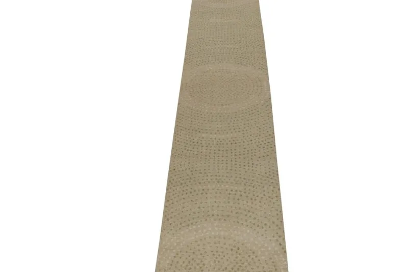 Online Pamono Runner in Beige with Green Dot Pattern from R&K Principal Jahanshah Nazmiyal
