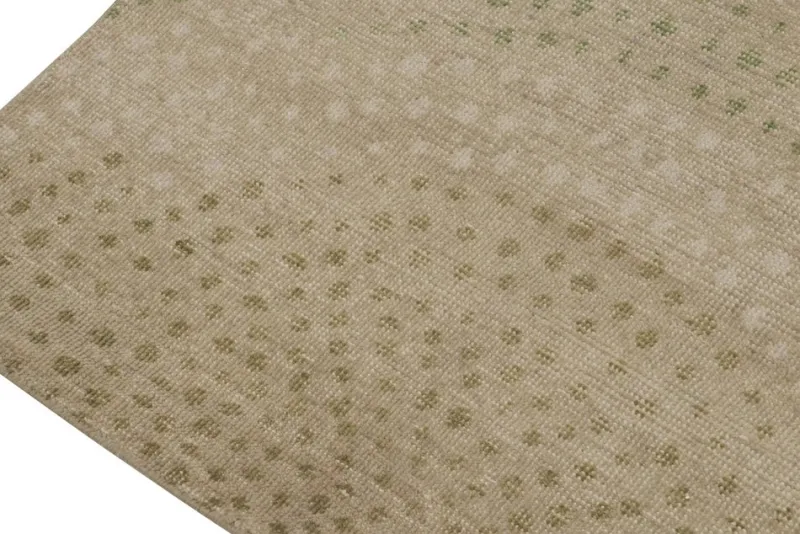 Online Pamono Runner in Beige with Green Dot Pattern from R&K Principal Jahanshah Nazmiyal