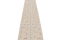 Pamono Runner Rug in White and Beige-Brown Patterns from R&K Principal Jahanshah Nazmiyal> Carpets & Textiles|Carpets & Textiles