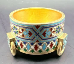 Pamono Russian Salt Cellar in Gilded and Enamelled Silver by Ivan Shlebnikov, 1881> Salt & Pepper Shakers
