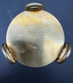 Pamono Russian Salt Cellar in Gilded and Enamelled Silver by Ivan Shlebnikov, 1881><noscript><img width=