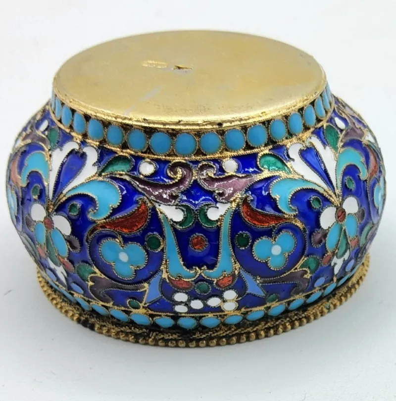 Pamono Russian Silver and Enamel Salt Cellar, 1890s> Salt & Pepper Shakers