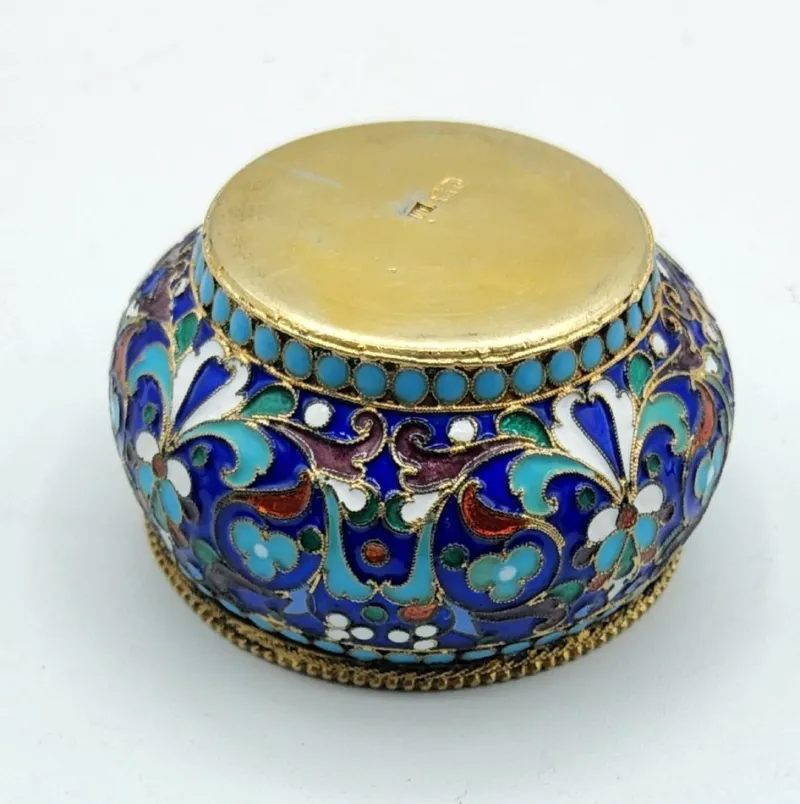 Pamono Russian Silver and Enamel Salt Cellar, 1890s> Salt & Pepper Shakers