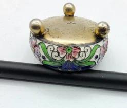 Pamono Russian Silver and Enamel Gilded Salt Cellar, 1890s><noscript><img width=
