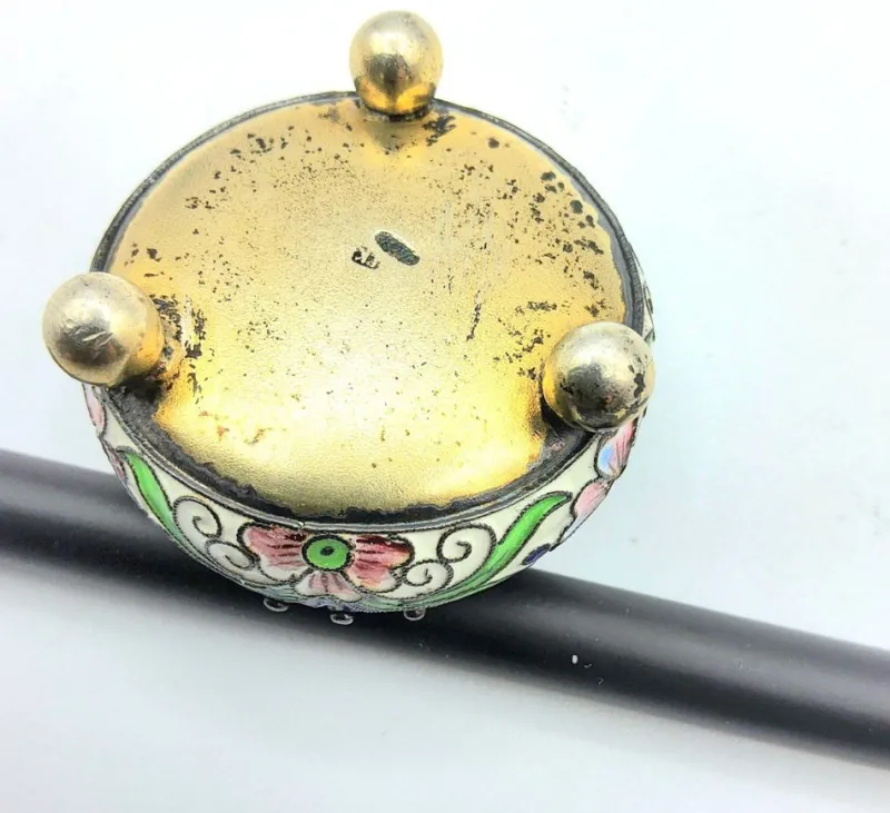 Pamono Russian Silver and Enamel Gilded Salt Cellar, 1890s> Salt & Pepper Shakers
