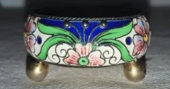 Pamono Russian Silver and Enamel Gilded Salt Cellar, 1890s><noscript><img width=
