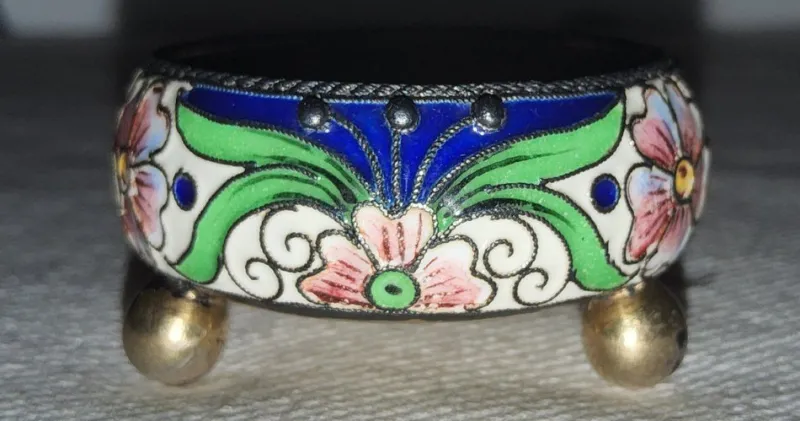 Pamono Russian Silver and Enamel Gilded Salt Cellar, 1890s> Salt & Pepper Shakers