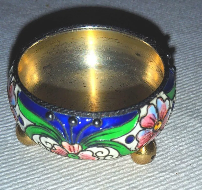 Pamono Russian Silver and Enamel Gilded Salt Cellar, 1890s> Salt & Pepper Shakers