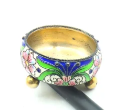 Pamono Russian Silver and Enamel Gilded Salt Cellar, 1890s><noscript><img width=