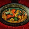 Pamono Russian Wooden McTepa Mstera Brooch> Brooches