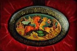 Pamono Russian Wooden McTepa Mstera Brooch> Brooches