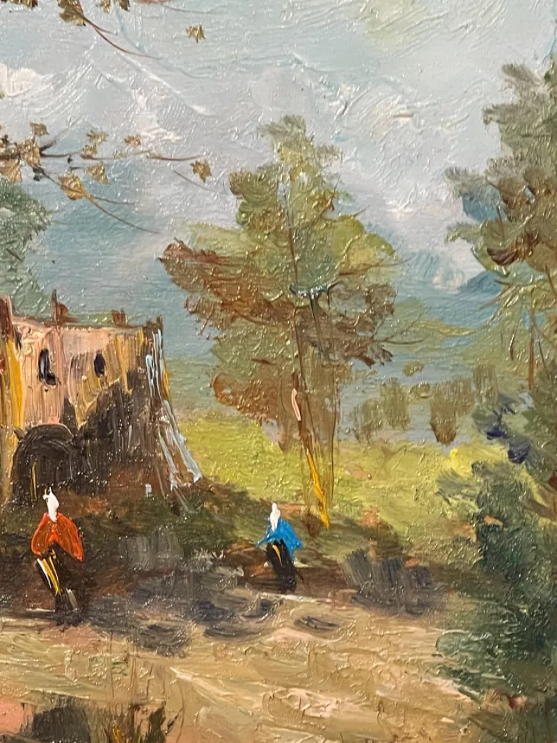 Pamono Russo, Rural Landscape, 20th Century, Oil Painting on Panel, Framed> Painting