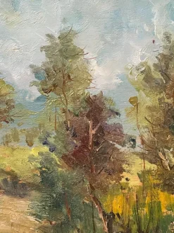 Pamono Russo, Rural Landscape, 20th Century, Oil Painting on Panel, Framed><noscript><img width=