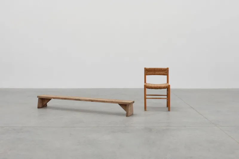Discount Pamono Rustic French Wooden Low Bench in the style of Wabi Sabi, 1880s