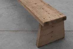 Discount Pamono Rustic French Wooden Low Bench in the style of Wabi Sabi, 1880s