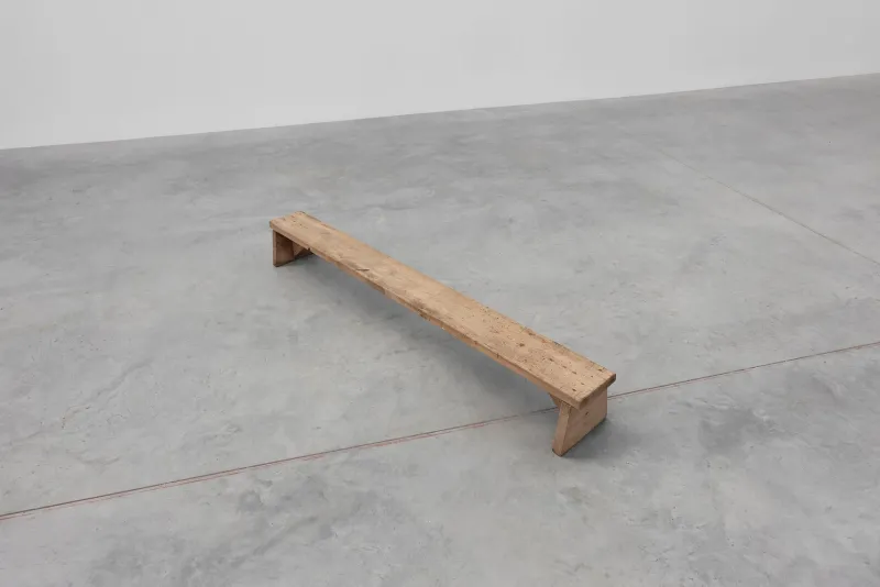 Discount Pamono Rustic French Wooden Low Bench in the style of Wabi Sabi, 1880s