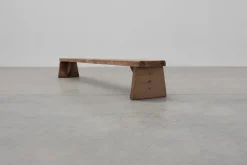 Discount Pamono Rustic French Wooden Low Bench in the style of Wabi Sabi, 1880s