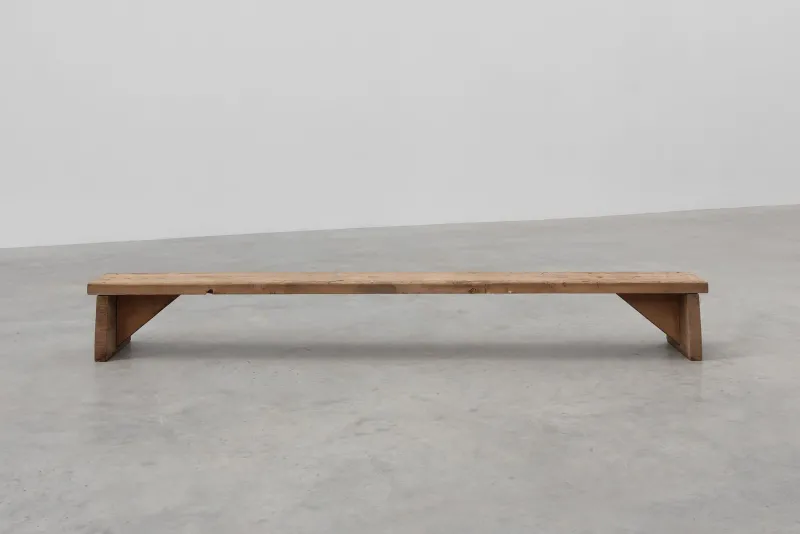 Discount Pamono Rustic French Wooden Low Bench in the style of Wabi Sabi, 1880s